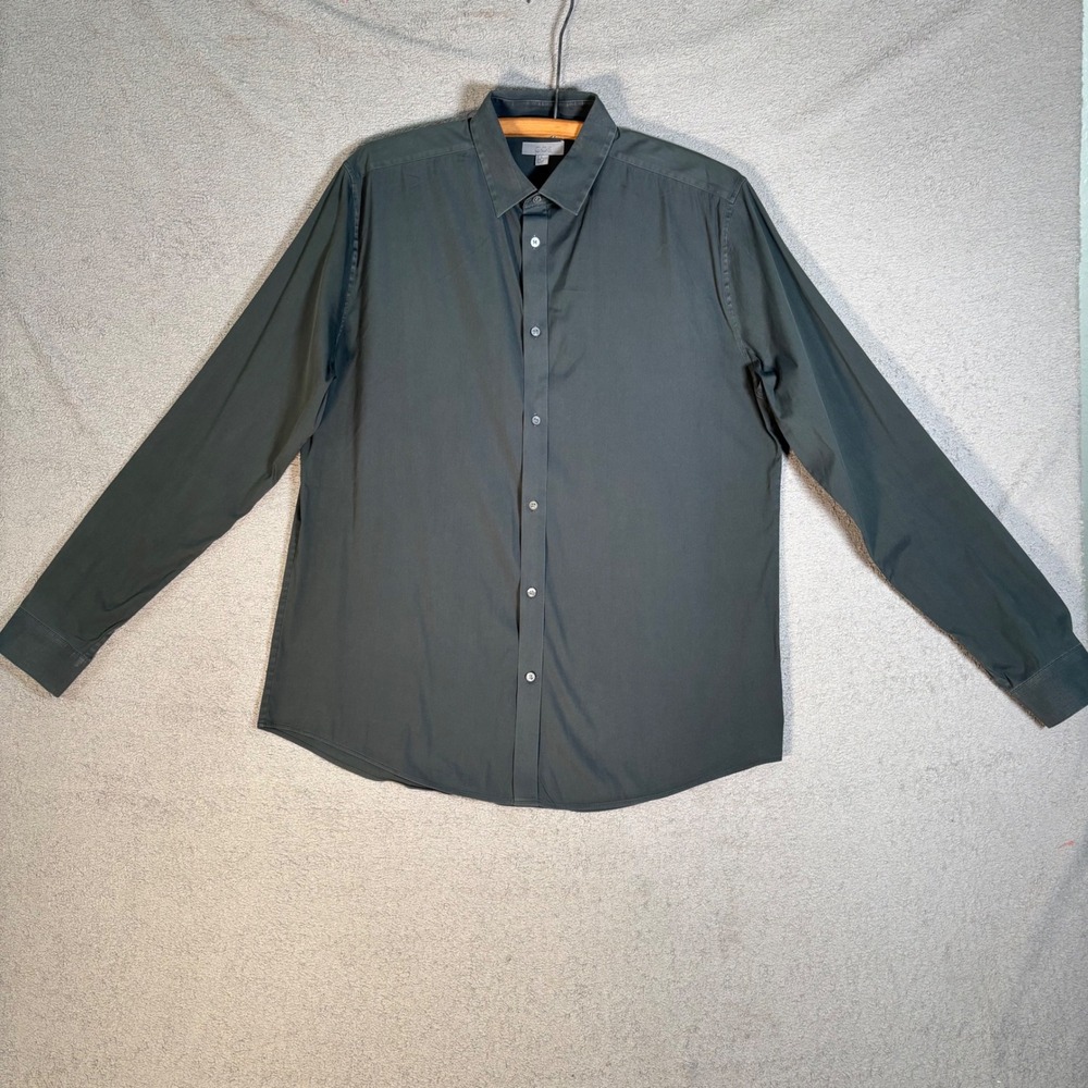 COS Collection of Style Button Down Shirt Mens Size Large 16 Neck Charcoal‎ Gray